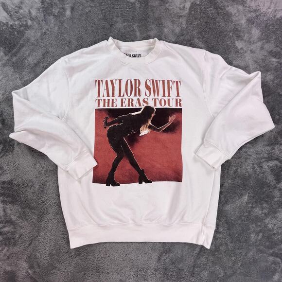 Taylor Swift Shirt Womens Extra Large Fleece Eras Tour White Crewneck Graphic - Picture 1 of 10